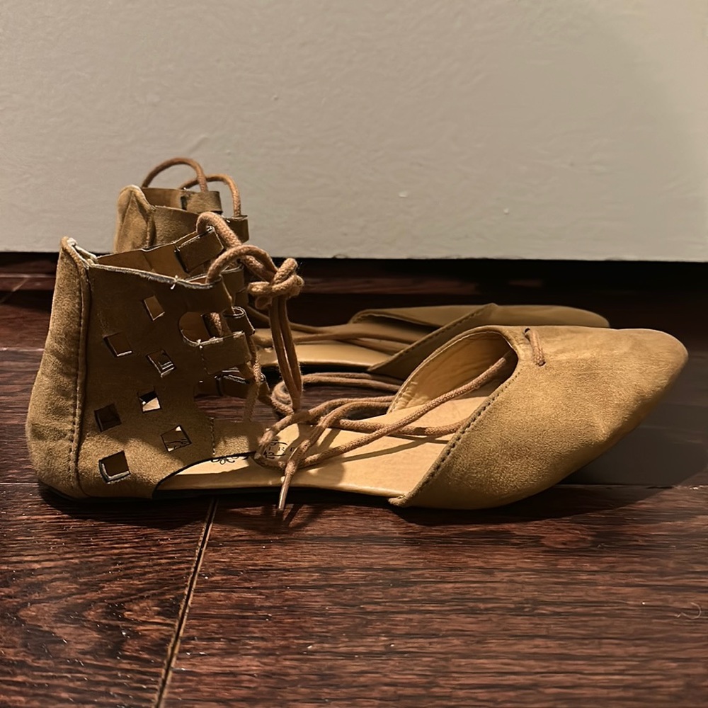 Lace-Up Suede Flat